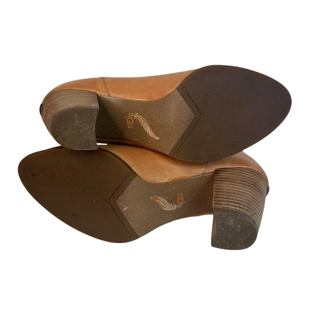 UGG Charlotte Perforated Tan Leather Cowgirl Ankle Booties Zip Back Sz 7 EU 38 - Picture 13 of 13